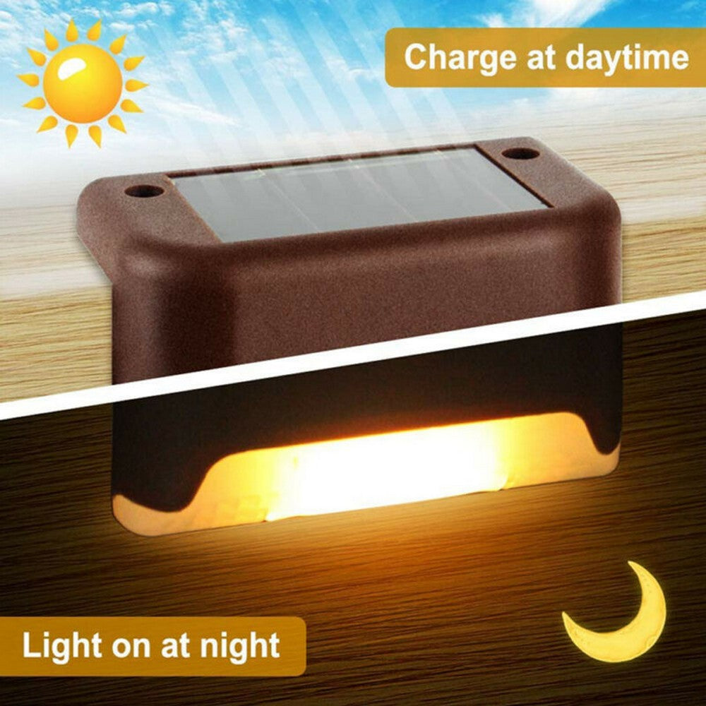 12PCS Solar Powered Deck Lights Warm White Lamps Set -Brown