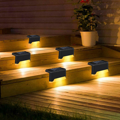 12PCS Solar Powered Deck Lights Warm White Lamps Set -Black