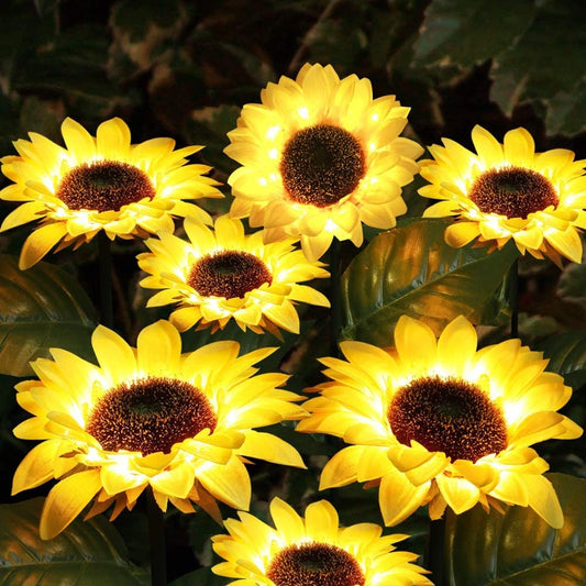 Solar Powered Lights Simulation Sunflower Backyard Decorations Home Garden Lamps