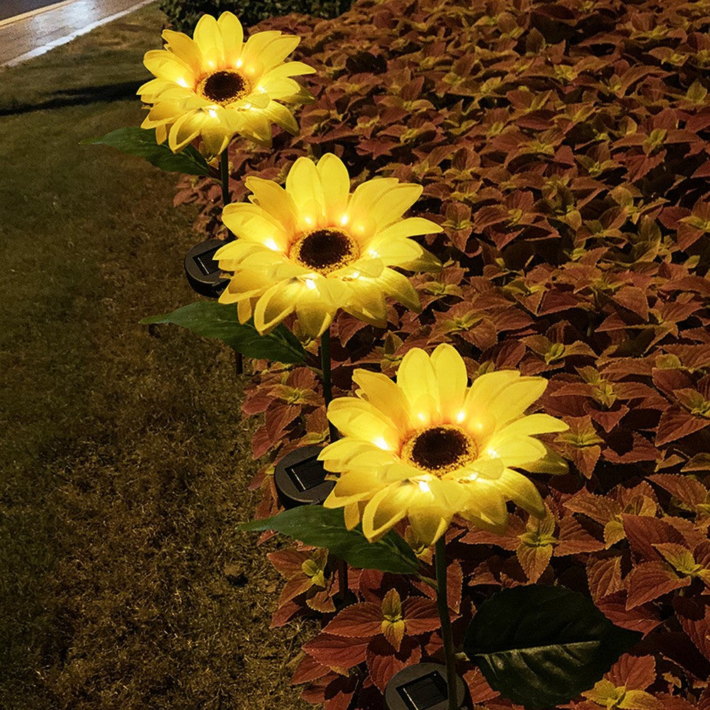 Solar Powered Lights Simulation Sunflower Backyard Decorations Home Garden Lamps