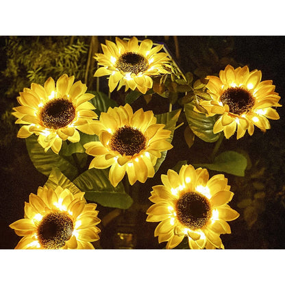 Solar Powered Lights Simulation Sunflower Backyard Decorations Home Garden Lamps