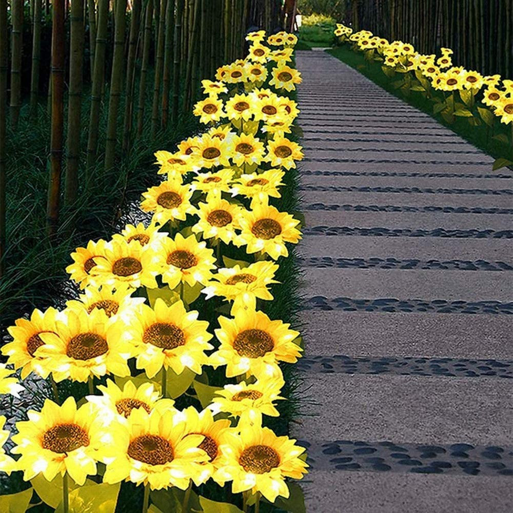 Solar Powered Lights Simulation Sunflower Backyard Decorations Home Garden Lamps