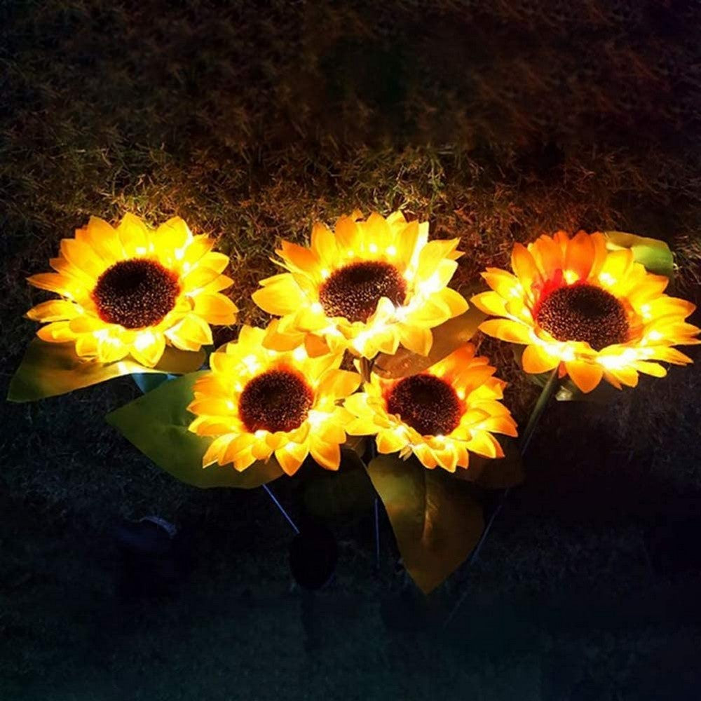 Solar Powered Lights Simulation Sunflower Backyard Decorations Home Garden Lamps