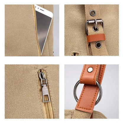 Women Practical Multifunction Handbag Backpack Shoulder Bag Khaki