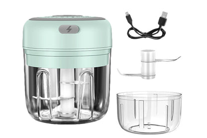 Electric Food Blender Mini Meat Garlic Chopper USB Mincer Grinder Practical Kitchen Tool-Green