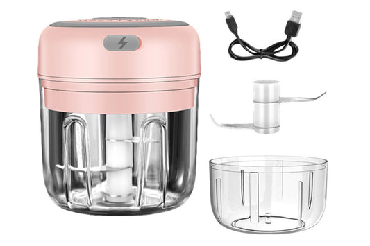 Electric Food Blender Mini Meat Garlic Chopper USB Mincer Grinder Practical Kitchen Tool-Pink