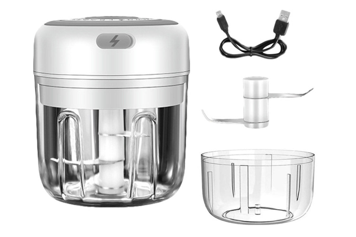 Electric Food Blender Mini Meat Garlic Chopper USB Mincer Grinder Practical Kitchen Tool-White