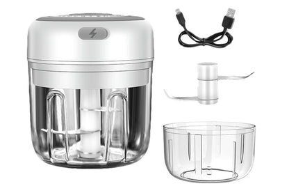 Electric Food Blender Mini Meat Garlic Chopper USB Mincer Grinder Practical Kitchen Tool-White