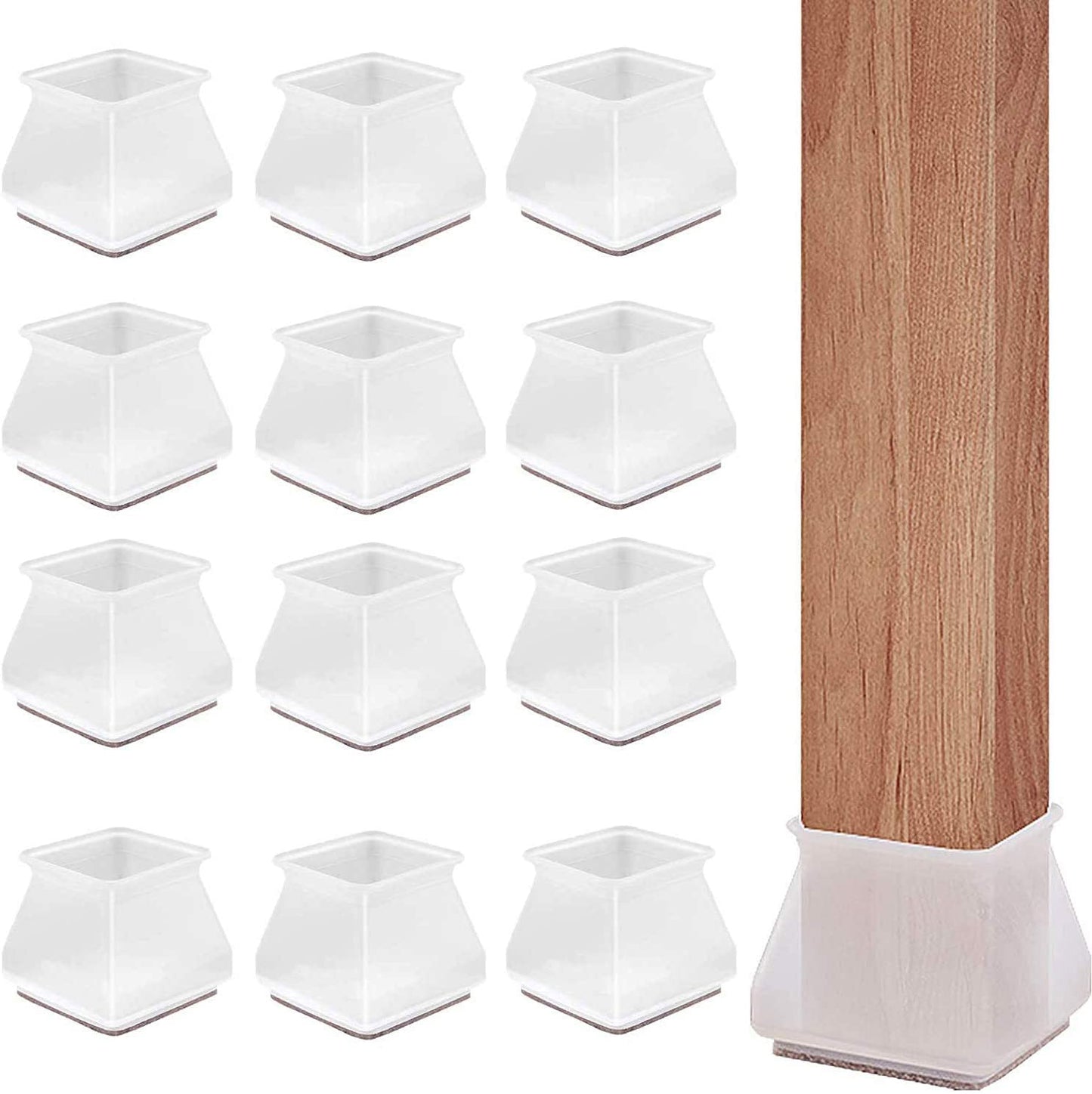 32 Pcs Furniture Chair Leg Caps Floor Protector Silicone Protection Covers White