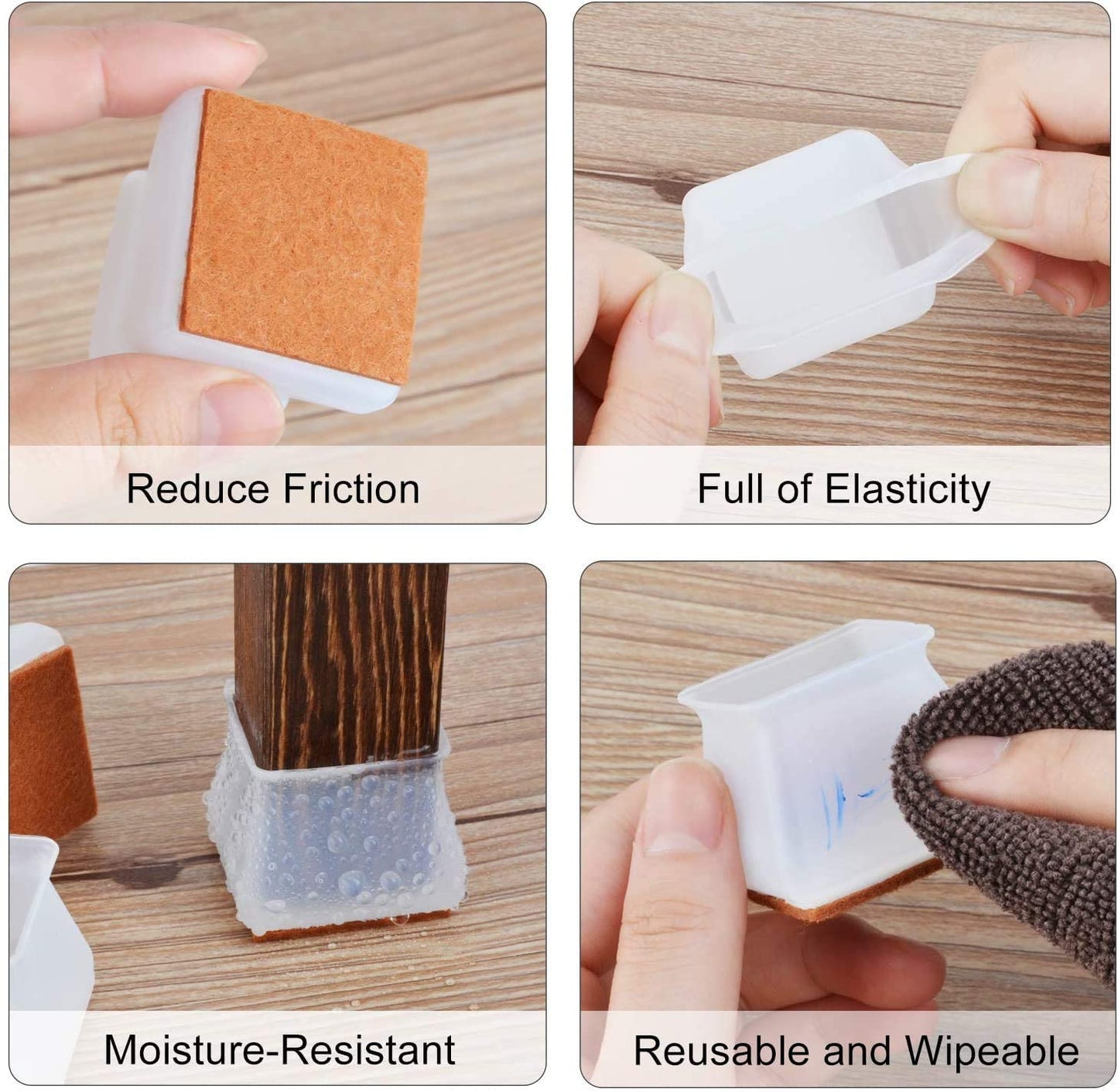 32 Pcs Furniture Chair Leg Caps Floor Protector Silicone Protection Covers White