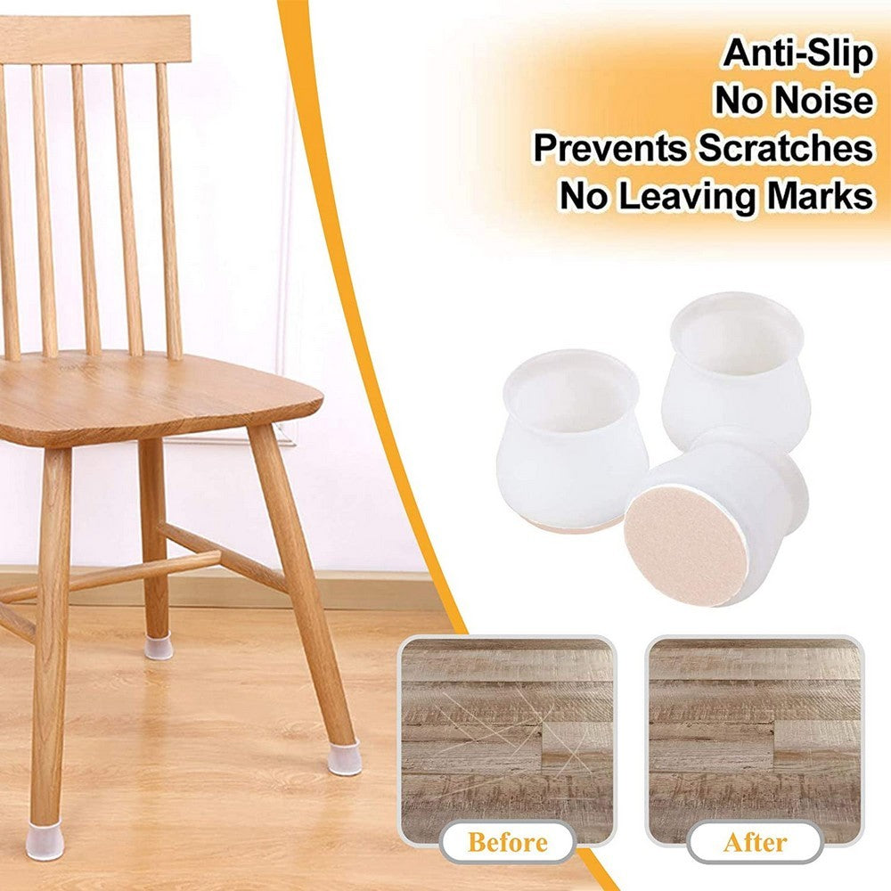 32 Pcs Furniture Chair Leg Caps Floor Protector Silicone Protection Covers White
