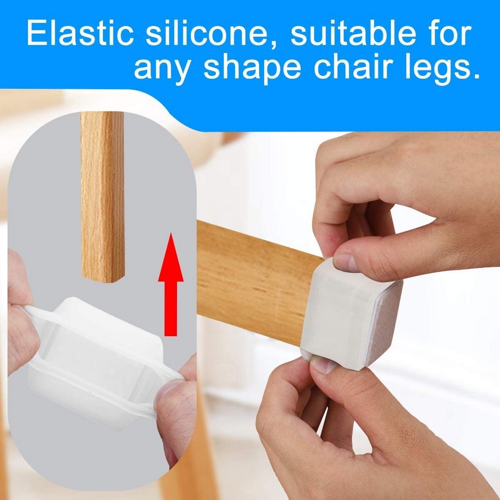 32 Pcs Furniture Chair Leg Caps Floor Protector Silicone Protection Covers White