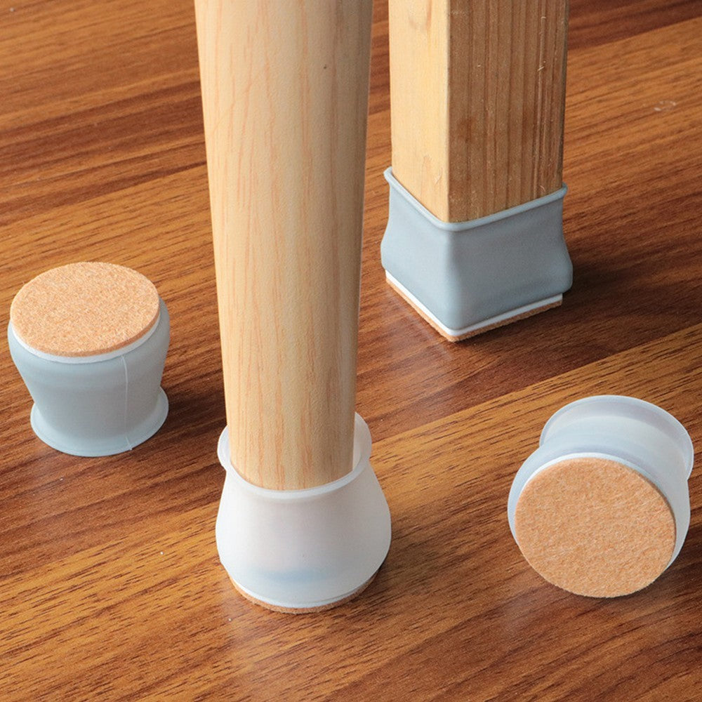 32 Pcs Furniture Chair Leg Caps Floor Protector Silicone Protection Covers Grey