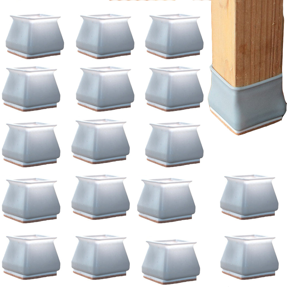32 Pcs Furniture Chair Leg Caps Floor Protector Silicone Protection Covers Grey