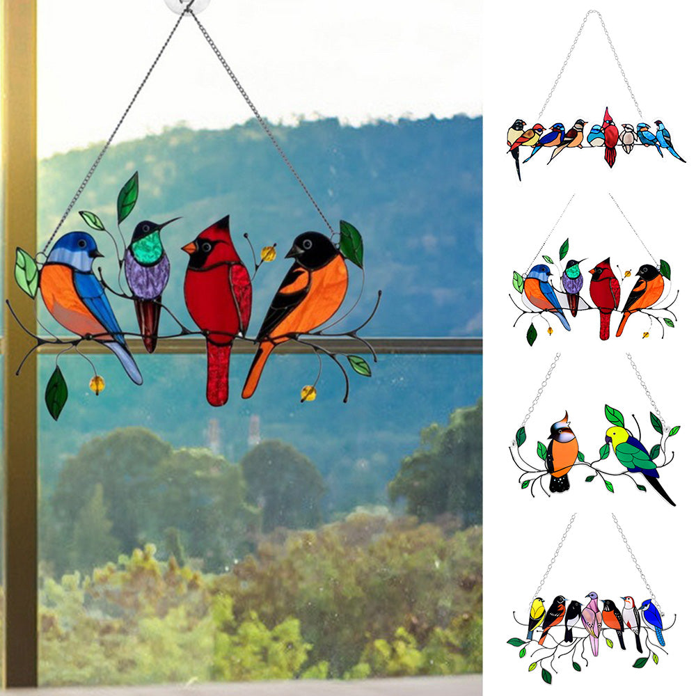 Multicolour Birds Acrylic Window Hanging Stained Window Ornaments Home Decor