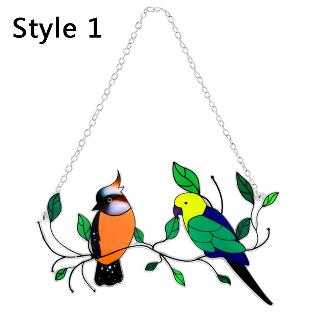 Multicolour Birds Acrylic Window Hanging Stained Window Ornaments Home Decor