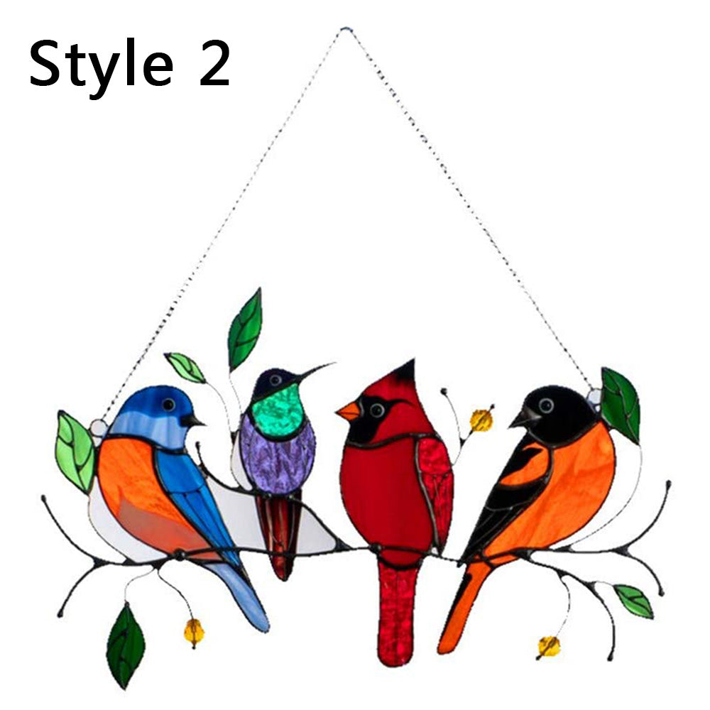 Multicolour Birds Acrylic Window Hanging Stained Window Ornaments Home Decor