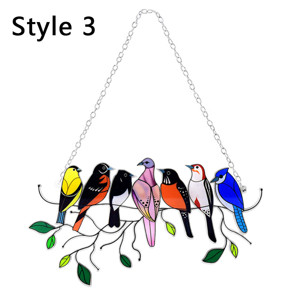 Multicolour Birds Acrylic Window Hanging Stained Window Ornaments Home Decor