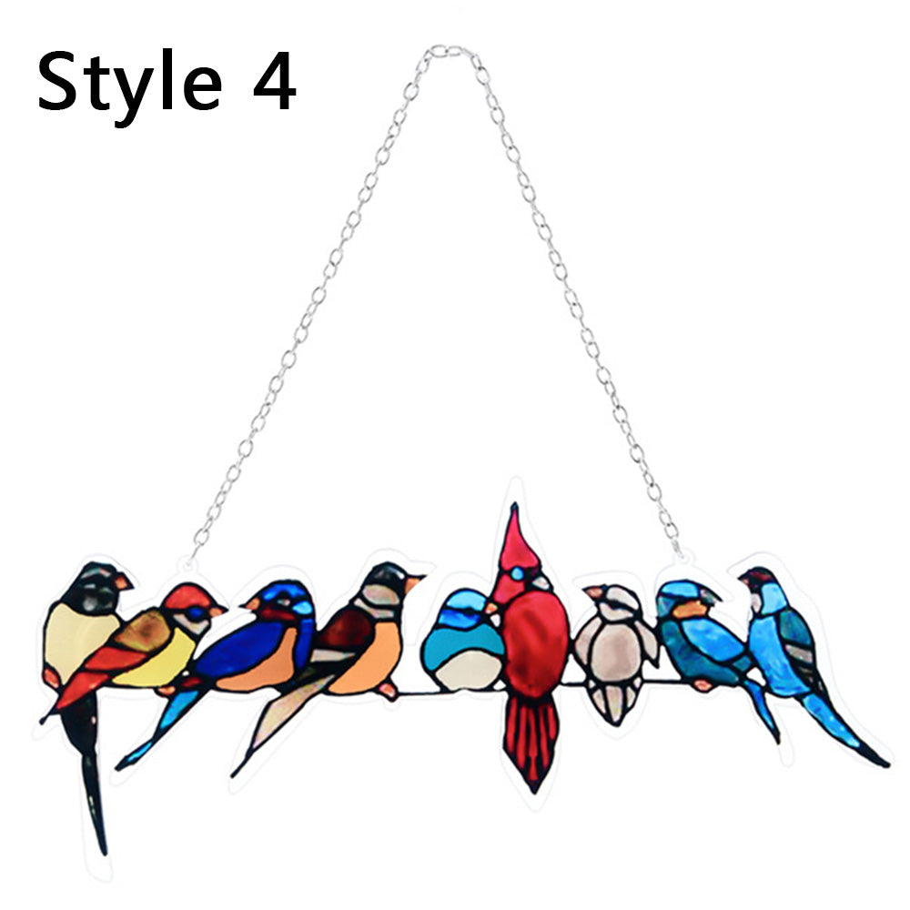 Multicolour Birds Acrylic Window Hanging Stained Window Ornaments Home Decor