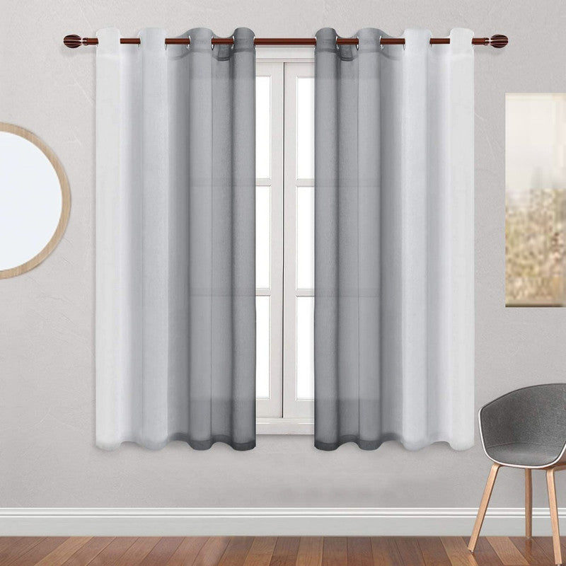 Set of 2 Drape Panels Light Filtering Semi Sheer Grommet Curtains Grommet Top Gradient Curtains Home Decoration for Bedroom Living Room