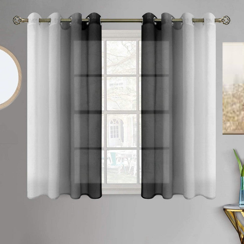 Set of 2 Drape Panels Light Filtering Semi Sheer Grommet Curtains Grommet Top Gradient Curtains Home Decoration for Bedroom Living Room