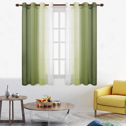 Set of 2 Drape Panels Light Filtering Semi Sheer Grommet Curtains Grommet Top Gradient Curtains Home Decoration for Bedroom Living Room