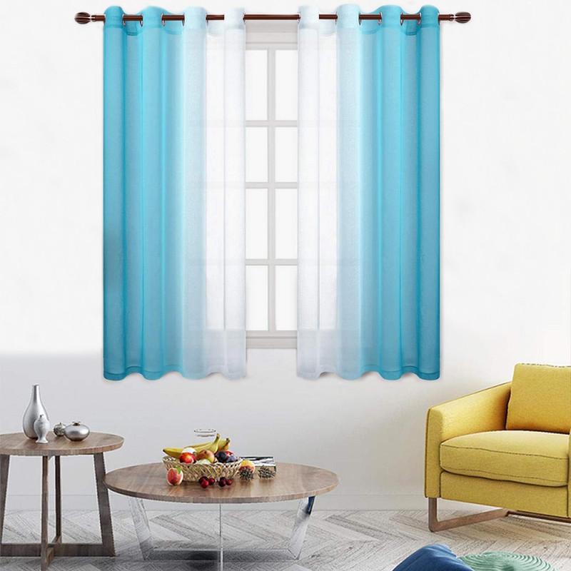 Set of 2 Drape Panels Light Filtering Semi Sheer Grommet Curtains Grommet Top Gradient Curtains Home Decoration for Bedroom Living Room