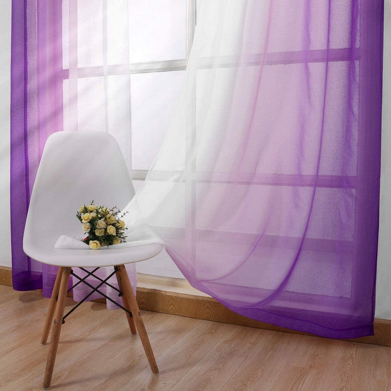 Set of 2 Drape Panels Light Filtering Semi Sheer Grommet Curtains Grommet Top Gradient Curtains Home Decoration for Bedroom Living Room