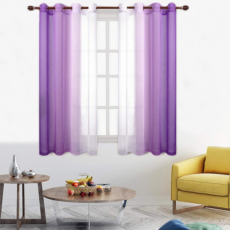 Set of 2 Drape Panels Light Filtering Semi Sheer Grommet Curtains Grommet Top Gradient Curtains Home Decoration for Bedroom Living Room
