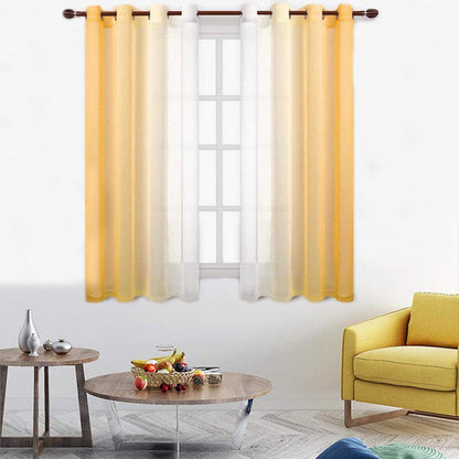 Set of 2 Drape Panels Light Filtering Semi Sheer Grommet Curtains Grommet Top Gradient Curtains Home Decoration for Bedroom Living Room