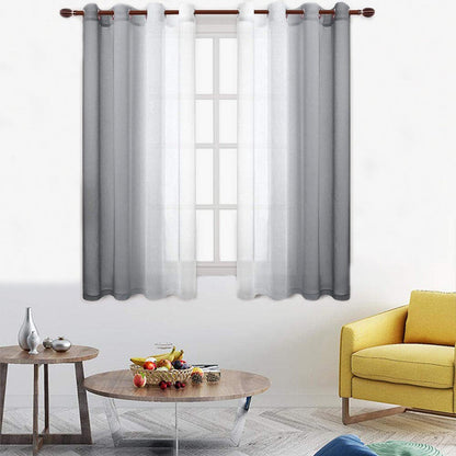 Set of 2 Drape Panels Light Filtering Semi Sheer Grommet Curtains Grommet Top Gradient Curtains Home Decoration for Bedroom Living Room