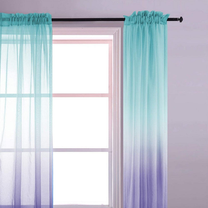 Set of 2 Drape Panels Multiple Installation Ways Semi Sheer Gradient Curtains Home Decoration for Bedroom Living Room