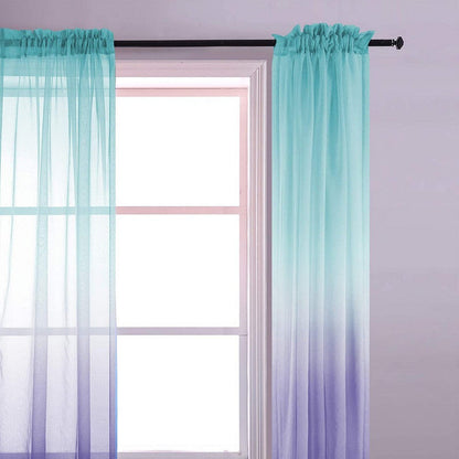 Set of 2 Drape Panels Multiple Installation Ways Semi Sheer Gradient Curtains Home Decoration for Bedroom Living Room