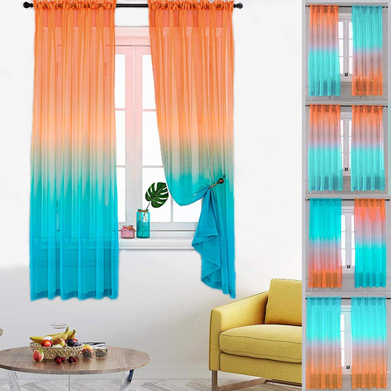Set of 2 Drape Panels Multiple Installation Ways Semi Sheer Gradient Curtains Home Decoration for Bedroom Living Room