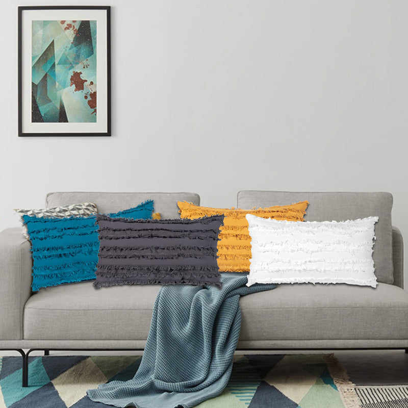 30 x 50CM Home Decorative Tassels Design Boho Throw Pillow Cases Cotton Linen Striped Cushion Covers for Sofa Couch Living Room Bedroom