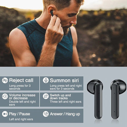 X15 Wireless Earbuds Bluetooth 5.0 Headphones Hi-Fi Stereo Touch Control TWS Headset with LED Power Display Charging Case Black