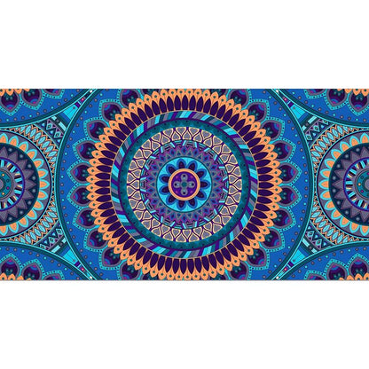 2 X Blue Mandala Printed Quick Dry Beach Towels Sand Free Beach Blankets 80 x 160cm Beach Mats with Storage Bags