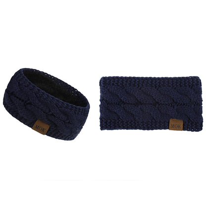 3 X Solid Colour Womens Knitted Fleece Lined Headbands Black Grey Navy