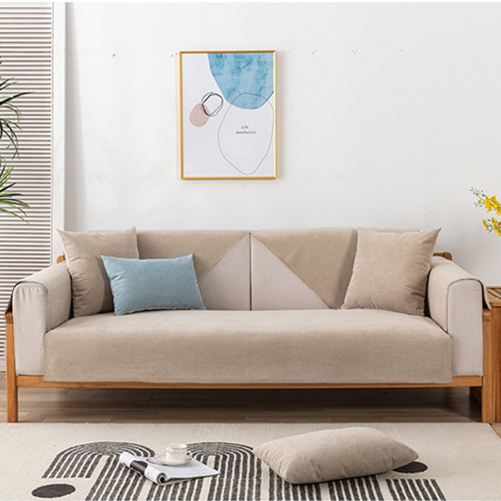 Beige 90x90cm Anti-Cat Scratch Water Resistant Sofa Towel Pet Couch Sofa Cover Home Decor