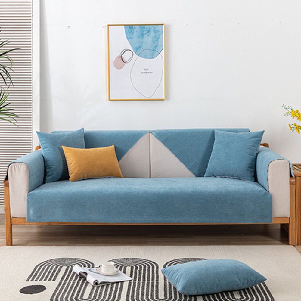 Light Blue 90x240cm Anti-Cat Scratch Water Resistant Sofa Towel Pet Couch Sofa Cover Home Decor