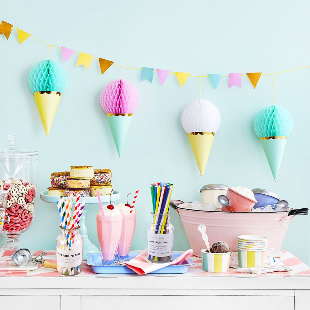 200Pcs Colourful Paper Drinking Straws Biodegradable Disposable Straws Randomly