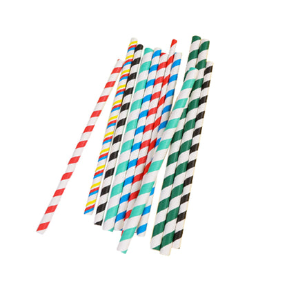 200Pcs Colourful Paper Drinking Straws Biodegradable Disposable Straws Randomly