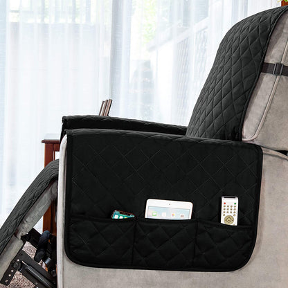 Sofa Cover Recliner Chair Cover Sofa Slipcover with Non Slip Strap Couch Protector -Black / Medium