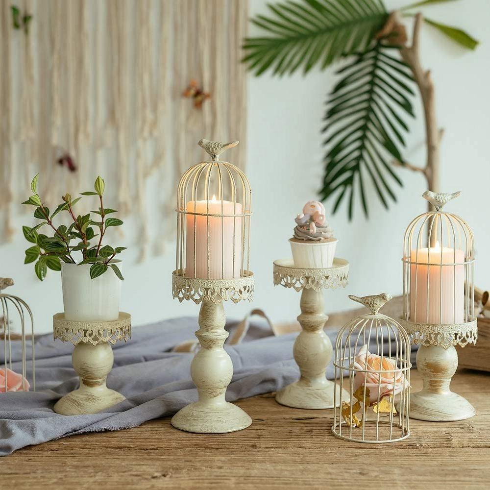Christmas Vintage Birdcage Candlestick Holder -10 x 37cm
