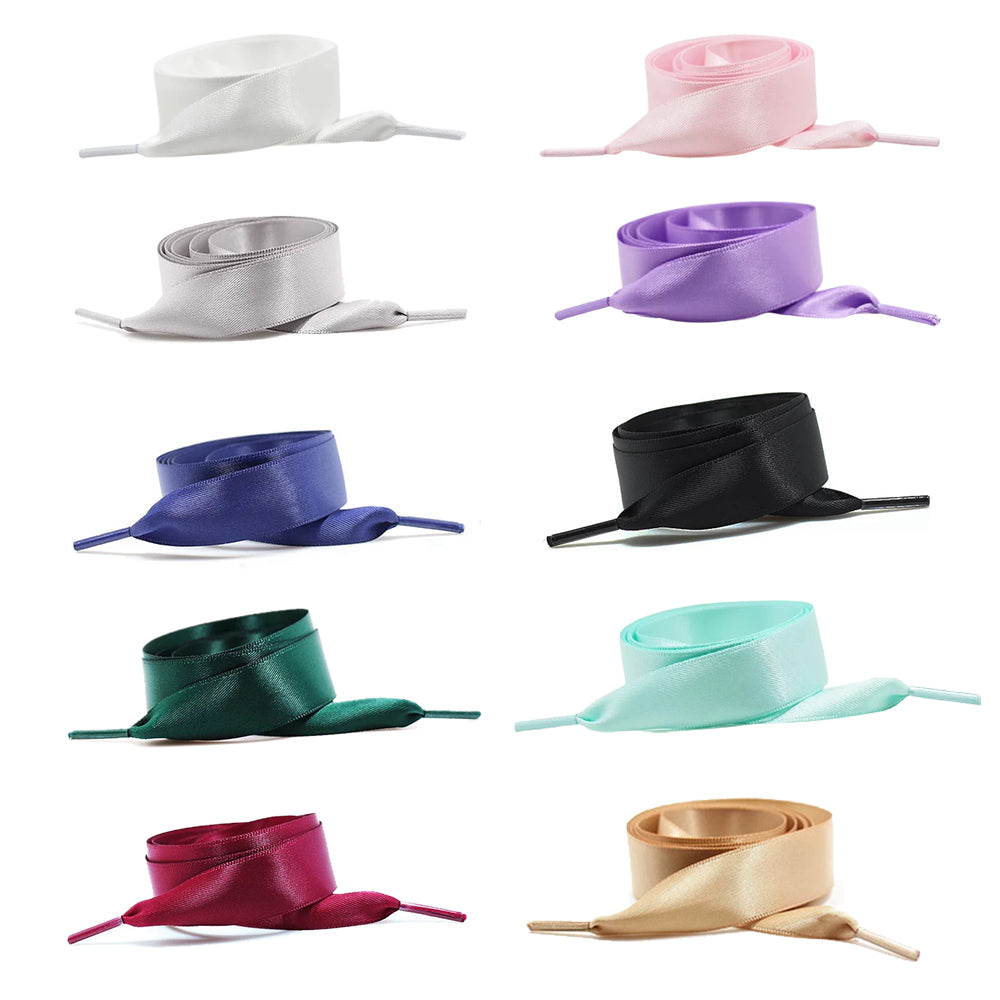 1x130cm 10 Pairs of Flat Satin Ribbon Shoelaces