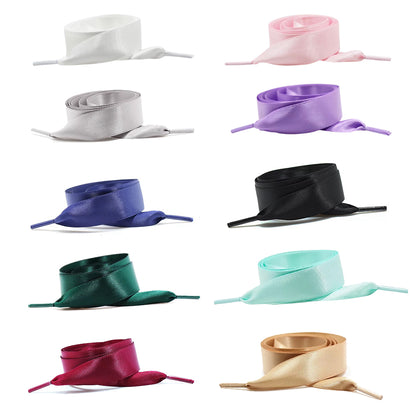 1x130cm 10 Pairs of Flat Satin Ribbon Shoelaces