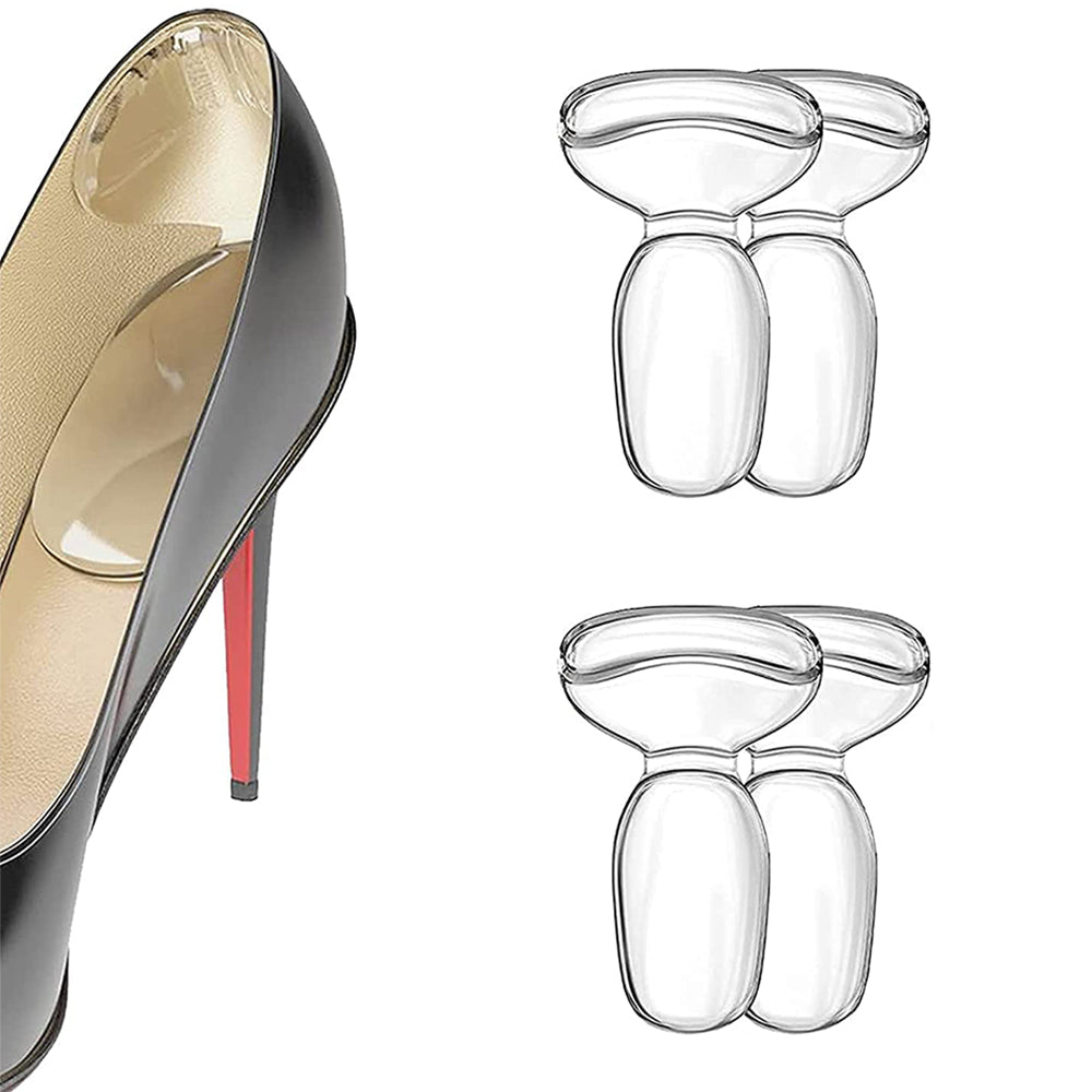 2 In 1 T-type Silicone Shoe Heel Pads Liners Inserts Cushion Grip High-heel Insole