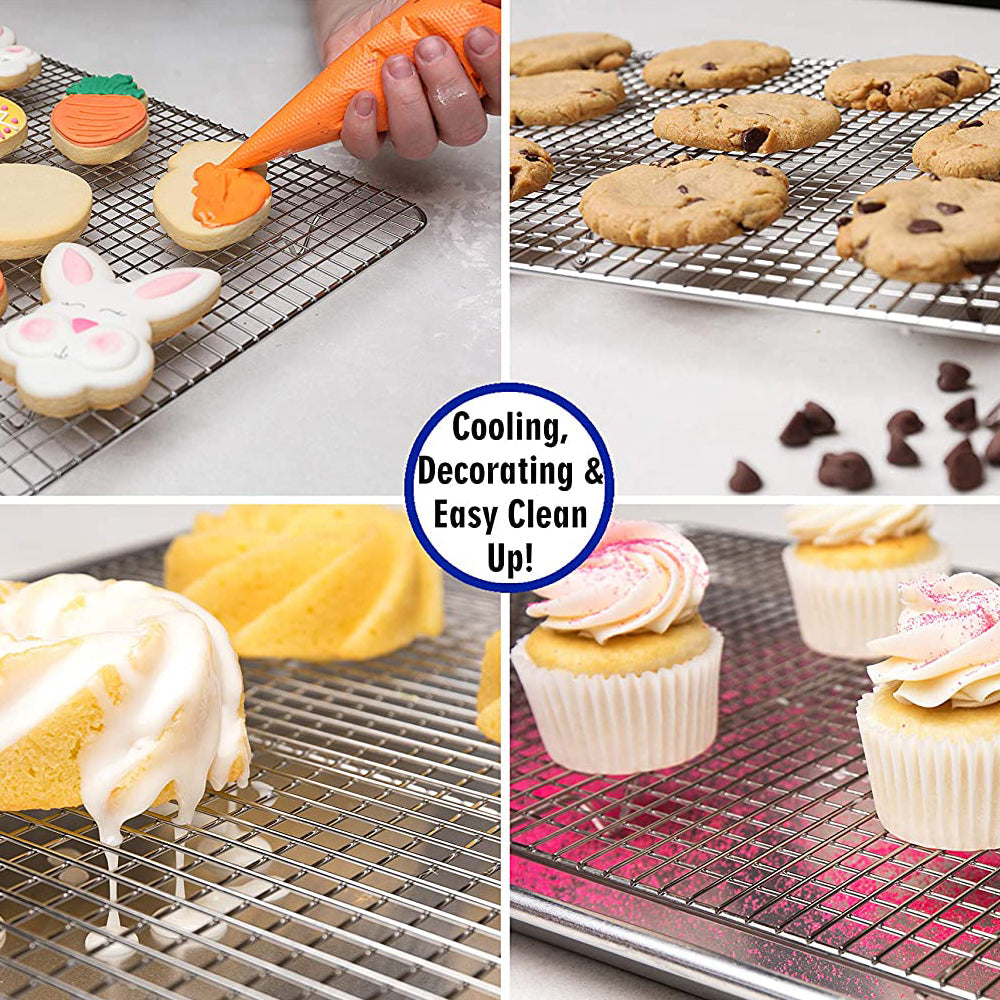 1Pc/2Pcs Foldable Checkered Cooling Baking Racks Stainless Steel Pan