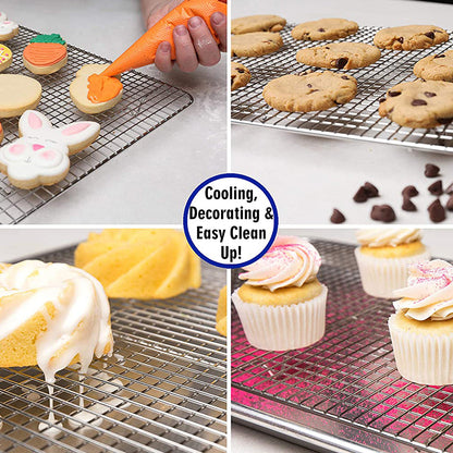 1Pc/2Pcs Foldable Checkered Cooling Baking Racks Stainless Steel Pan