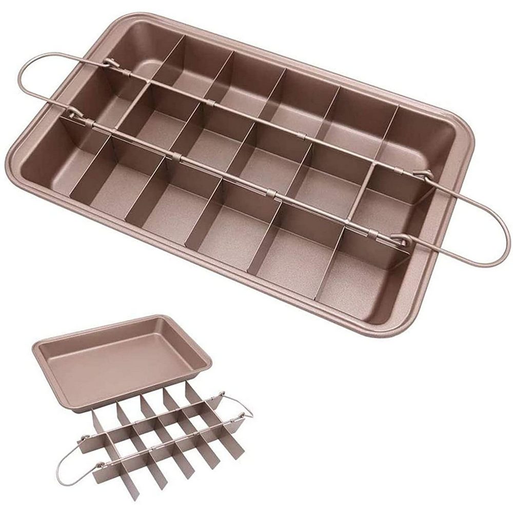 Non-Stick Carbon Steel Brownie Baking Tray with Dividers Brownie Pan